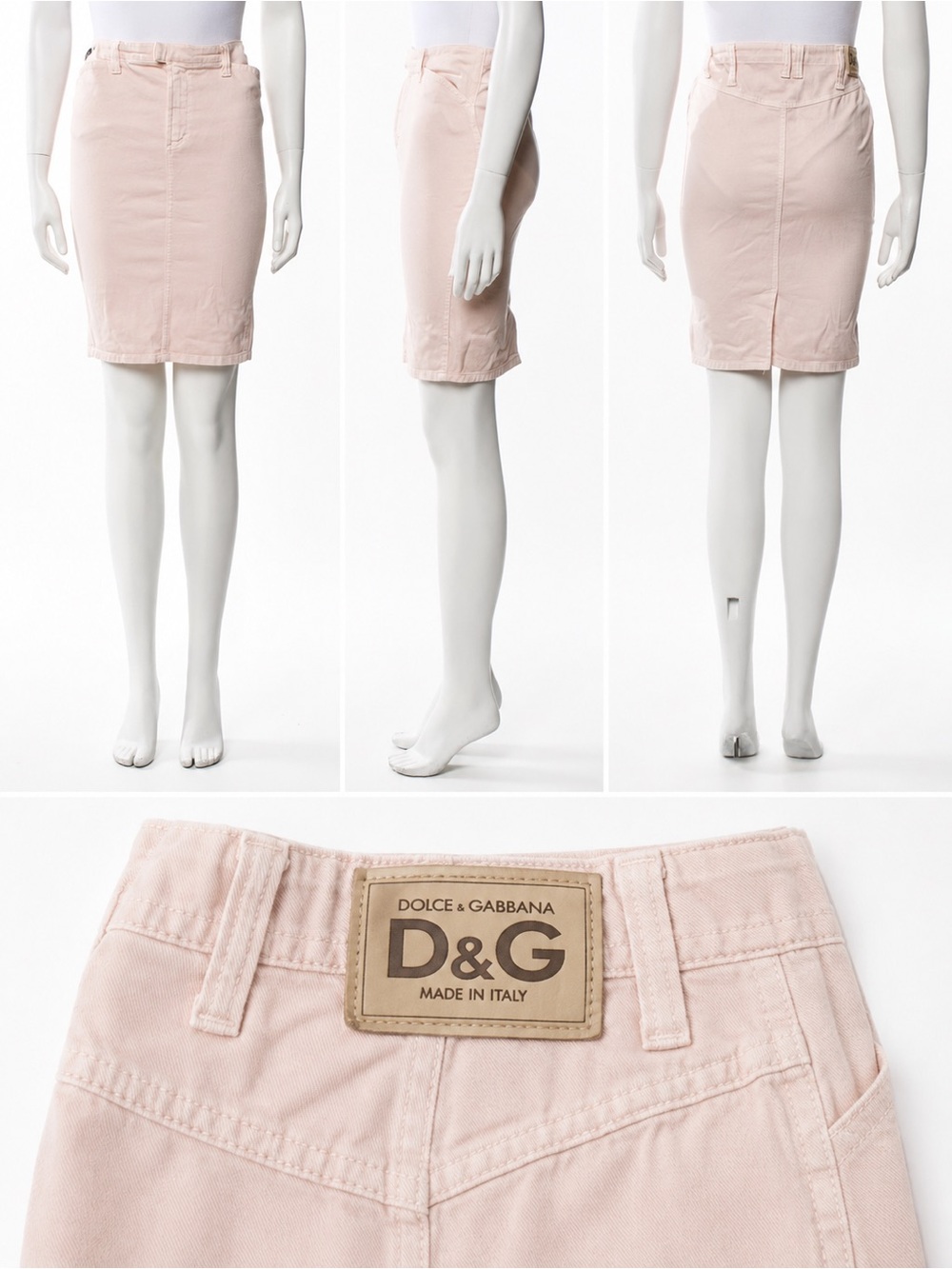 D&G Pink Knee-Length Denim Skirt